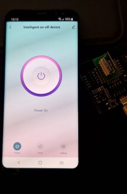 Phone screen with control app and adjacent electronic module
