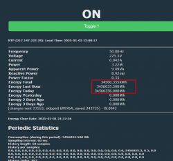 User interface displaying data on electrical energy consumption.