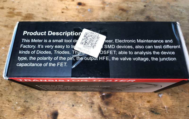 Box of BSIDE ESR02 Pro Tester Box of the BSIDE ESR02 Pro component tester with product description.