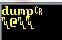 Screenshot of terminal window showing yellow dumpCR text on black background