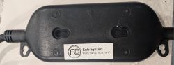 Jasco Enbrighten Cafe WiFi Controller Casing Black casing with Enbrighten sticker and FCC markings.
