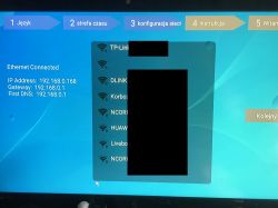 Ekran konfiguracji sieci w Smart TV Android Box.