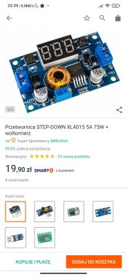 Dobór przetwornicy step-down do ładowania BMS 3s z ogniwami 18650 za pomocą panelu słonecznego