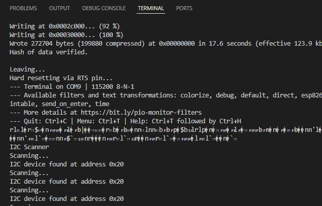 Terminal Screenshot - I2C Scan Results Screenshot of a terminal showing I2C scan results.