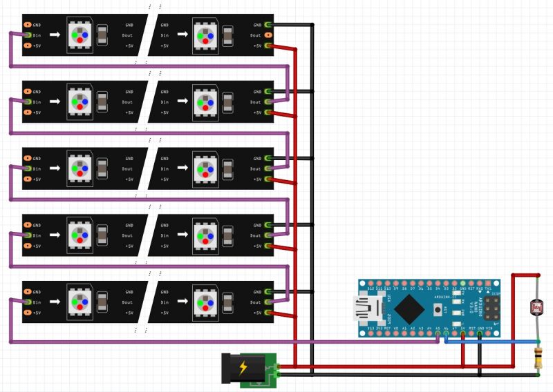 DIY Arduino Nano i diody WS2812B na choinkę - zmiany