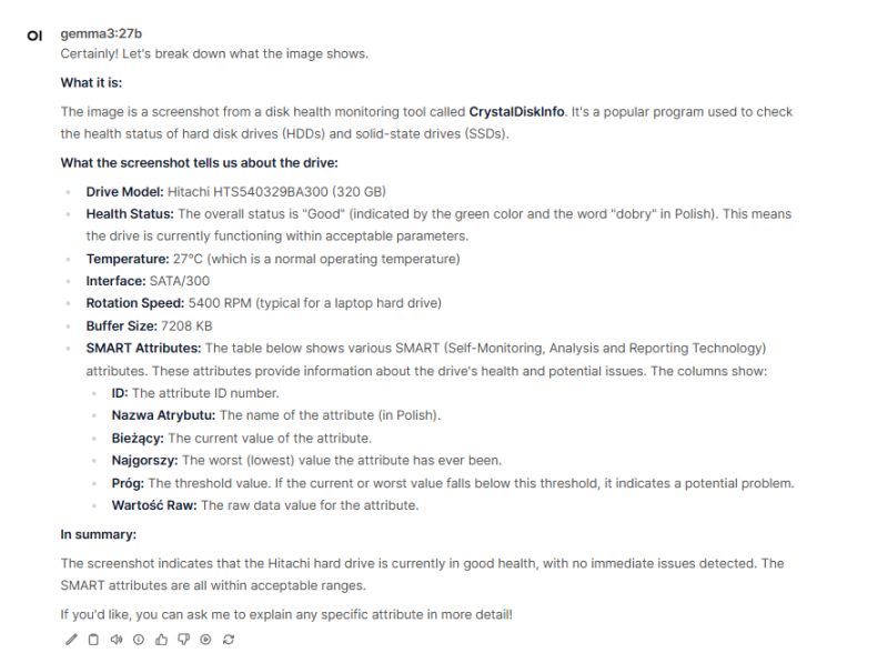 CrystalDiskInfo Drive Status Screenshot Screenshot from CrystalDiskInfo tool showing the health status of a hard drive.