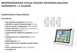 Stacja pogodowa (temperatura+wilgotność) RF z trzema czujnikami - EN8822-D