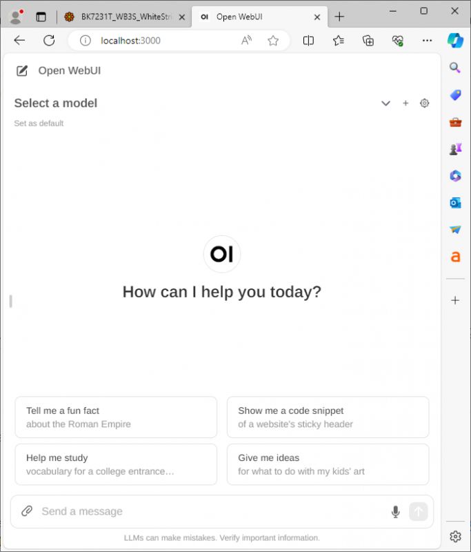 Open WebUI Interface Screenshot of the Open WebUI interface asking: How can I help you today?