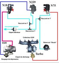 VW T5 1.9 BRS - Vacuum Diagram: N75 Upper Connector, Servo Hose & Blinded Tee Connection