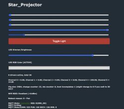 User interface of Star_Projector with control sliders for LED and laser.