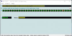 Ekran oprogramowania z kodowaniem LCode i szczegółami bajtu.