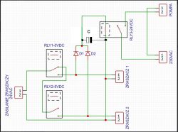 Załączanie przekaźników 1/2 i uruchamianie przekaźnika 3 z 24V AC/DC: Schemat i diody 1N4007