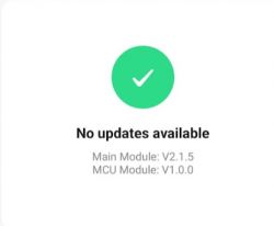 No Updates Available Notification Screen showing no updates available for modules.