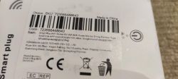 EU 20A Smart Plug Packaging Smart plug packaging with barcode and product details.