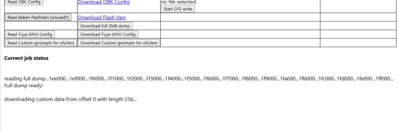 Web App Flash Tab: Inconsistent Status Messages for Tuya GPIO and Custom Dump Buttons