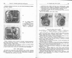 Czarno-białe zdjęcia zespołu spalinowo-elektrycznego PAB 2-1/230 i silnika S-101M wraz z opisami technicznymi.