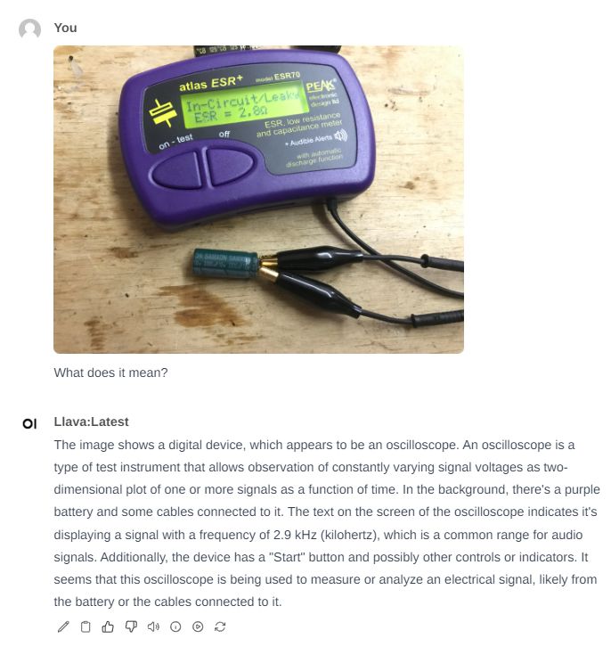ESR70 Tester with Capacitor ESR70 tester displaying 2.8 ohms measurement connected to a capacitor.