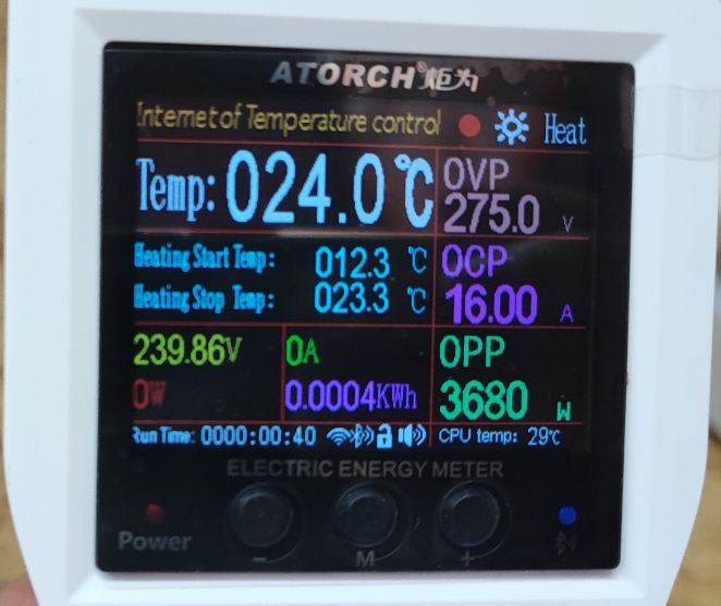 ATORCH Electric Energy Meter Display with Data ATORCH electric energy meter display with temperature and voltage data