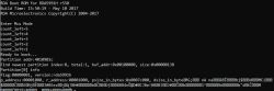 RDA Boot ROM boot screen showing partition info and hexadecimal data