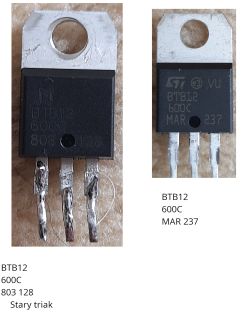 Dwa triaki BTB12 600C obok siebie, jeden nowy i jeden stary.