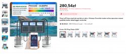 Water parameter measurement device with display and smartphone.