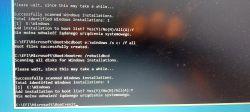 Ekran z wierszem poleceń systemu Windows z komunikatami o błędach po aktualizacji BIOS-u.