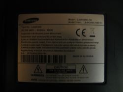 Etykieta znamionowa telewizora Samsung z modelem LE40C650L1W i oznaczeniami CE