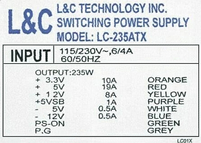 L&C Technology INC model: LC-235ATX zwęglone elementy