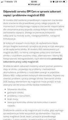 BMW 530 E61 Xdrive - Błędy BSD czujnik oleju, alternator, moduł świec, inteligentna klema