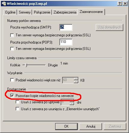 Outlook Express - jak zatrzymać usuwanie wiadomości z serwera?