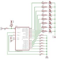 kwarc i kondensatory pod XTAL1 i XTAL2 attiny2313