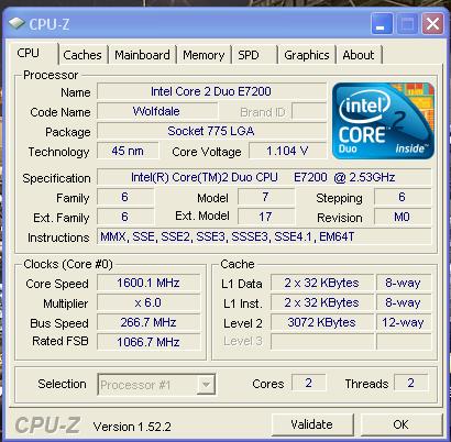 Zmienny mnożnik procesora Intel E7200