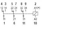 Podłączenie przekaźnika elektrycznego: oznaczenia A1, A2, 11, 12, 14, 21, 22, 24