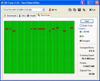 Fujitsu MHY2122OBH - ocena wyników testu HDTune po awarii systemu Windows XP