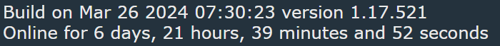 Software version and uptime information.