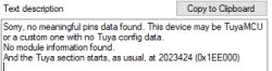 Text message stating no config data found for Tuya device, possibly TuyaMCU.