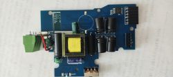 Disassembled electronic board with visible side pins and a Tuya MCU chip.