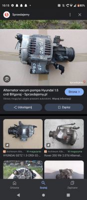Zdjęcie alternatora z pompą podciśnienia Hyundai 1.5 CRDi.