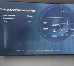 Ustawienia wyjścia subwoofera na ekranie telewizora.
