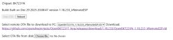 OTA interface showing BK7231N chipset and file OpenBK7231N_1.18.233_irRemoteESP.rbl