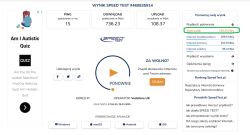 Wynik testu prędkości internetu: pobieranie 736,23 Mb/s, wysyłanie 108,37 Mb/s, ping 15 ms