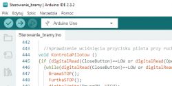 Interfejs Arduino IDE z otwartym plikiem Sterowanie_bramy.ino