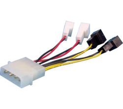 Adapter zasilania Molex do dwóch wtyków 3-pin i dwóch złączy 2-pin do wentylatorów