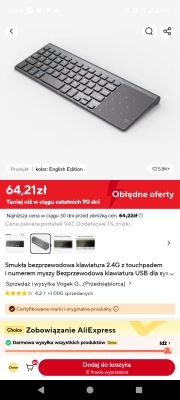 Smukła bezprzewodowa klawiatura z touchpadem na białym tle.