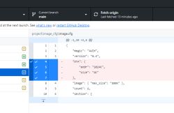 Screenshot of a code editor showing differences in a configuration file.