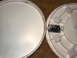 Interior of the Tuya RGBCW 30W ceiling light with visible WiFi module CBU.