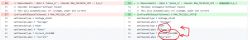 Comparison of two code versions with highlighted changes in parameter order.