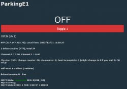 Screenshot of ParkingE1 interface showing status OFF.