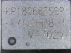 Close-up of a microchip with markings KP18068ESSP AN9HR81 M17027.
