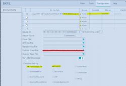 Screenshot of BKFIL software with a selected binary file for flashing.